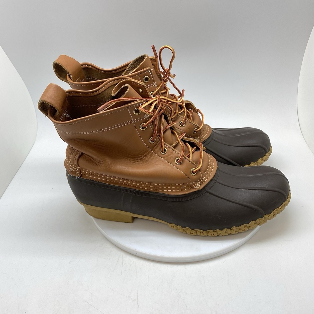 LL Bean Bean Boots Mens 12 M Brown Leather Duck Boot Laces Waterproof USA